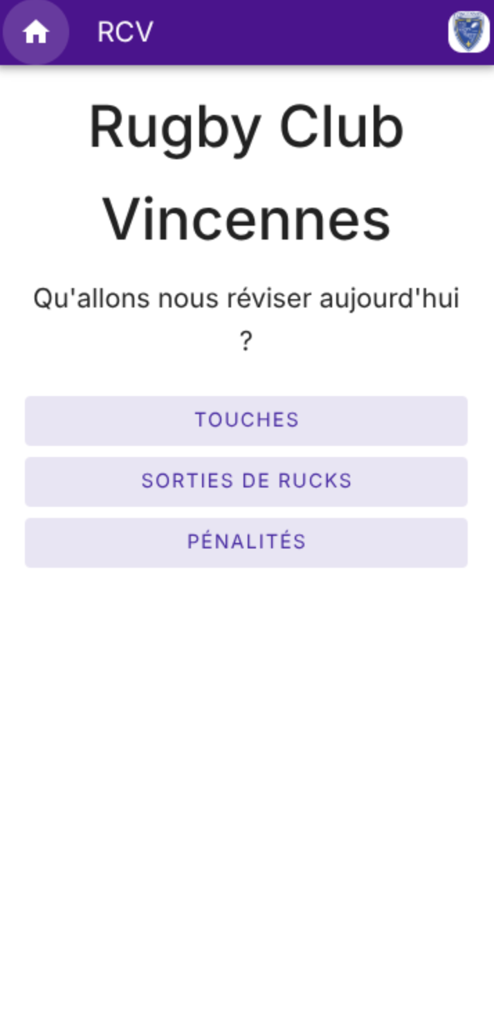 front page screenshot from my rugby app